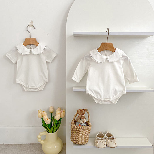 Summer Arrival Baby Girls Solid Color White Onesies, MyKids-USA®, Baby One-Pieces, MyKids-USA -  -  -  -  -  -  - 