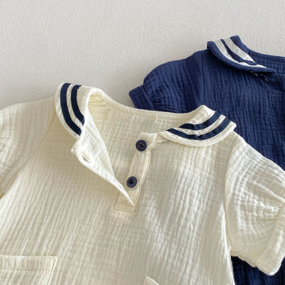 Summer Arrival Baby Girls Short Sleeves Preppy Bodysuit, MyKids-USA®, Bodysuits, MyKids-USA -  -  -  -  -  -  - .