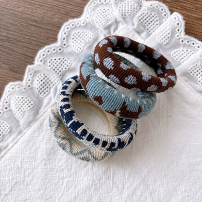 Collection of 4 Elastic Knitted Hair Ties, MyKids-USA®, Ponytail Holders, MyKids-USA - Size/Age - Average Size (0-12Y） - Color - Blue -  -  - TR2604012355-A.