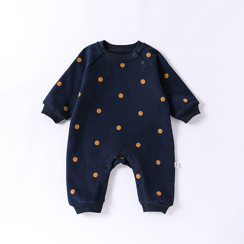 Autumn and Spring Arrival Baby Unisex Simple Pattern Long Sleeves Casual Thick Rompers, MyKids-USA®, Baby One-Pieces, MyKids-USA - Size/Age - 66 (3-6M) - Color - Blue -  -  - TR2410151759-A