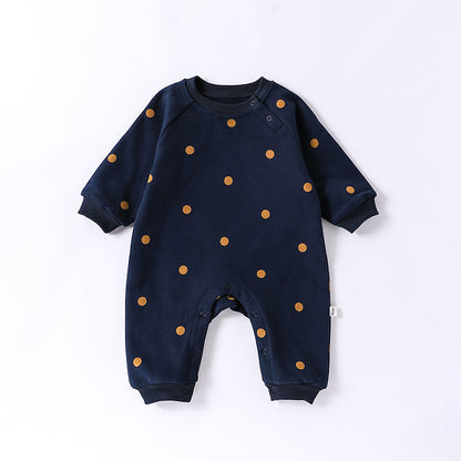 Autumn and Spring Arrival Baby Unisex Simple Pattern Long Sleeves Casual Thick Rompers, MyKids-USA®, Baby One-Pieces, MyKids-USA - Size/Age - 66 (3-6M) - Color - Blue -  -  - TR2410151759-A