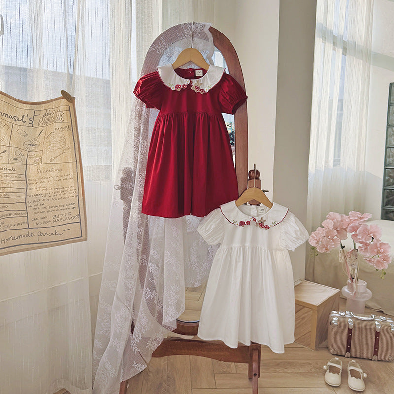 Summer Arrival Baby Girls Short Sleeves Flowers and Fruits Pattern Collar Dress, MyKids-USA®, Baby & Children's Dresses, MyKids-USA -  -  -  -  -  -  - .