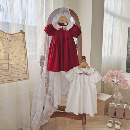 Summer Arrival Baby Girls Short Sleeves Flowers and Fruits Pattern Collar Dress, MyKids-USA®, Baby & Children's Dresses, MyKids-USA -  -  -  -  -  -  - .