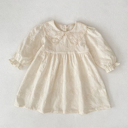 Autumn Baby Girls French Style Solid Color Flowers Pattern Long-sleeved Onesies and Dress – Princess Sister Matching Set, MyKids-USA®, Baby & Toddler Outfits, MyKids-USA -  -  -  -  -  -  - 