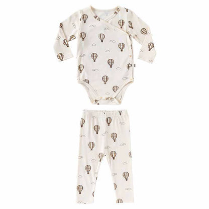Baby Unisex Long Sleeves Casual Pattern V Neck Onesies and Pants Clothing Sets, MyKids-USA®, Baby & Toddler Outfits, MyKids-USA - Size/Age - 66 (3-6M) - Color - Beige -  -  - TR2509012001-B