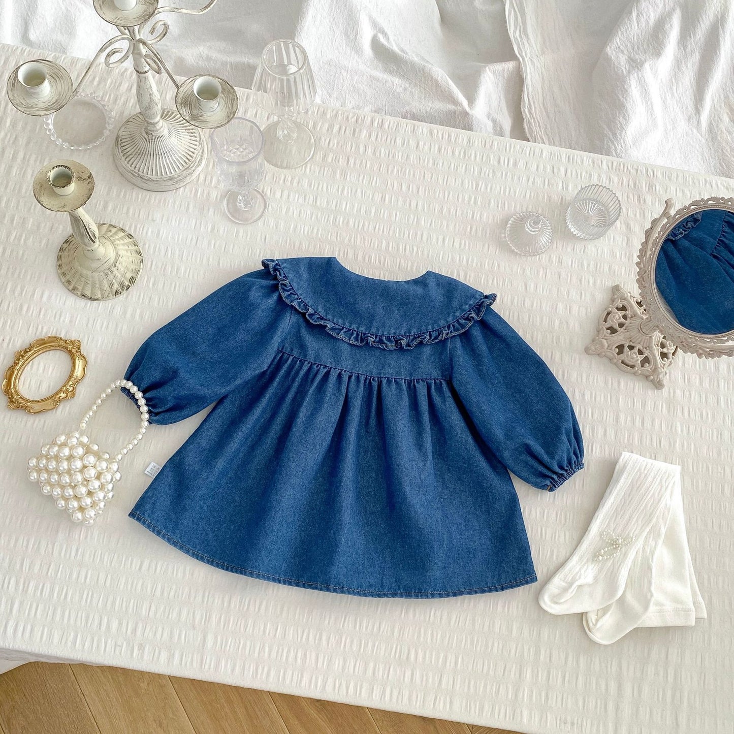 MyKids-USA® Autumn Arrival Baby Long Sleeves Cute Denim Dress