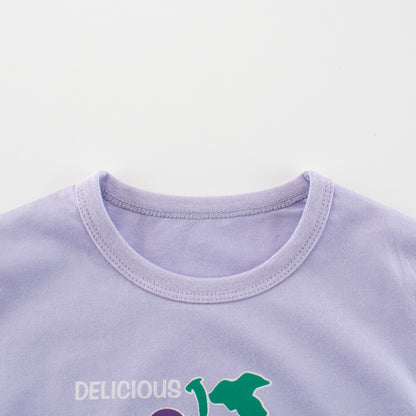 Summer Baby Kids Girls Letters and Fruits Cartoon Print Short Sleeves Crew Neck Top Shirt, MyKids-USA®, Shirts, MyKids-USA -  -  -  -  -  -  - 
