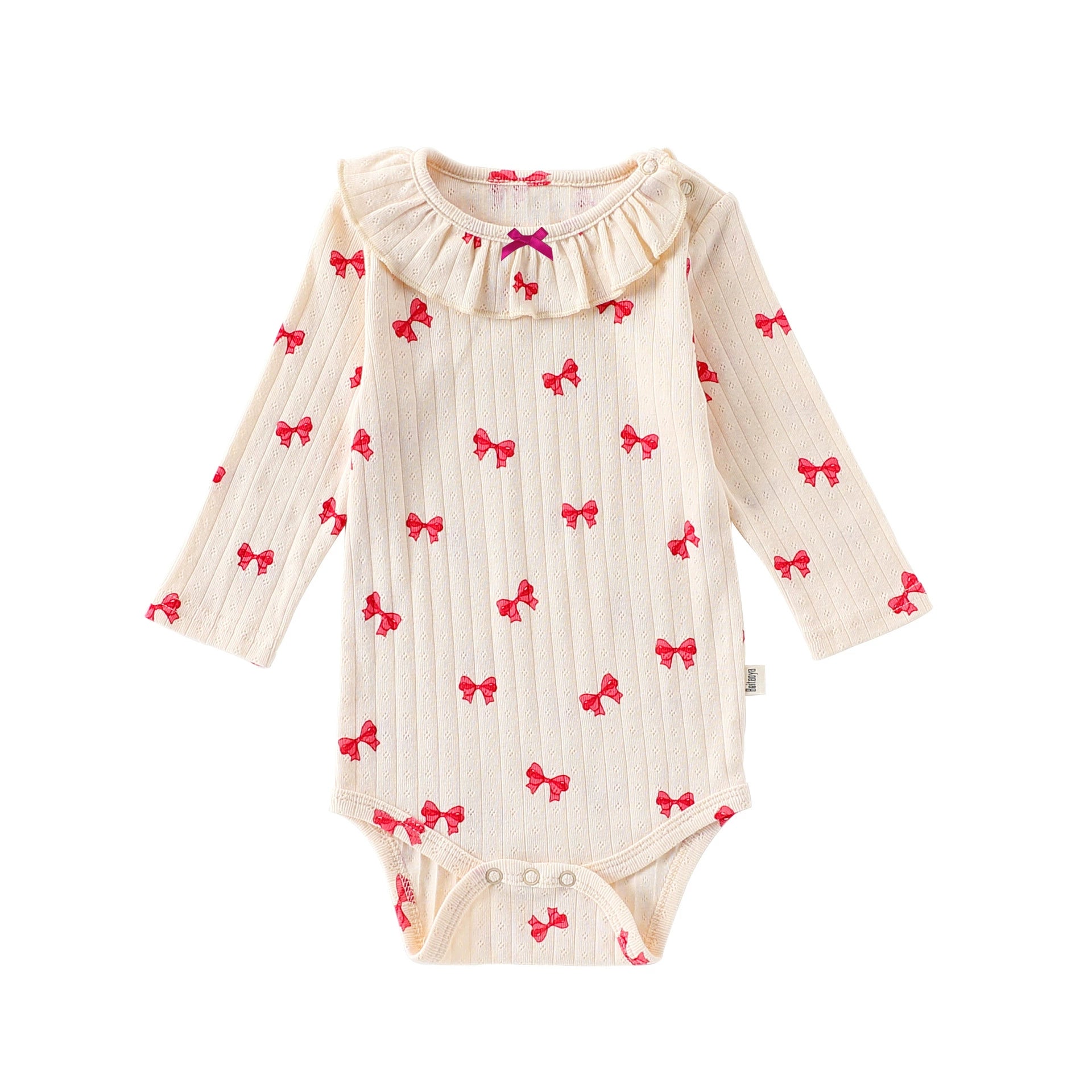 Autumn Arrival Baby Long Sleeves Butterfly-bows Pattern Onesies, MyKids-USA®, Baby One-Pieces, MyKids-USA - Size/Age - 66 (3-6M) - Color - Apricot -  -  - TR2508272328-A