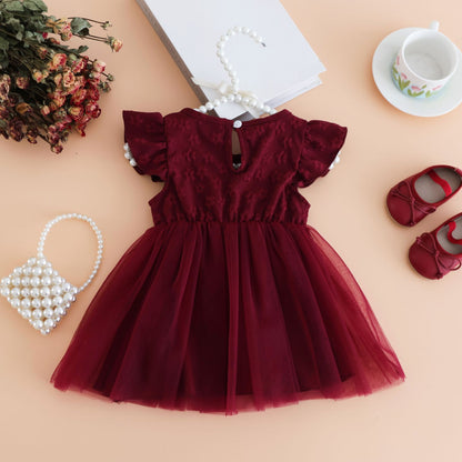 Summer Hot Selling Kids Girls Cute Fly Sleeves Flowers Jacquard Pattern Tulle Dress, MyKids-USA®, Baby & Toddler Dresses, MyKids-USA -  -  -  -  -  -  - 
