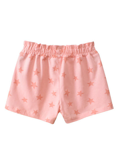 Girls Pink Soft Casual Style Stars Print Shorts