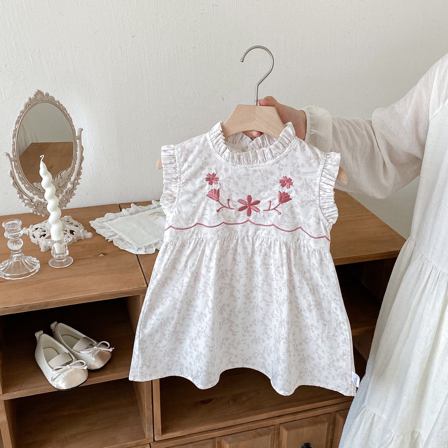 Summer Girls Flowers Printed and Embroidered Pattern Sleeveless Onesies and Dress – Princess Sister Matching Set, MyKids-USA®, Baby & Toddler Outfits, MyKids-USA -  -  -  -  -  -  - .