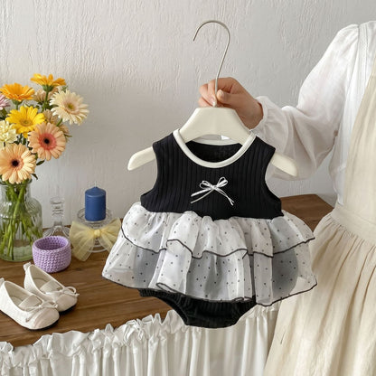 Design Summer Baby Kids Girls Sleeveless Color Patchwork Bodysuit Dress