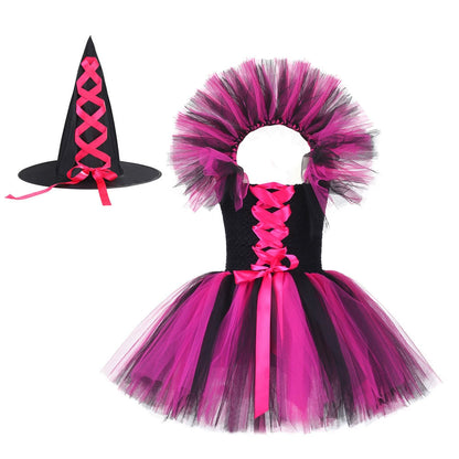Halloween Witch Costume Set Dress with Hat, MyKids-USA®, Costume Sets, MyKids-USA - Size/Age - S (1-3Y) - Color - Pink -  -  - TR2508202310-B.