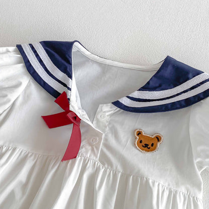 Summer Arrival Baby Girls Cute Preppy Short Sleeves Butterfly-bow Decorated Onesies, MyKids-USA®, Baby One-Pieces, MyKids-USA -  -  -  -  -  -  - 