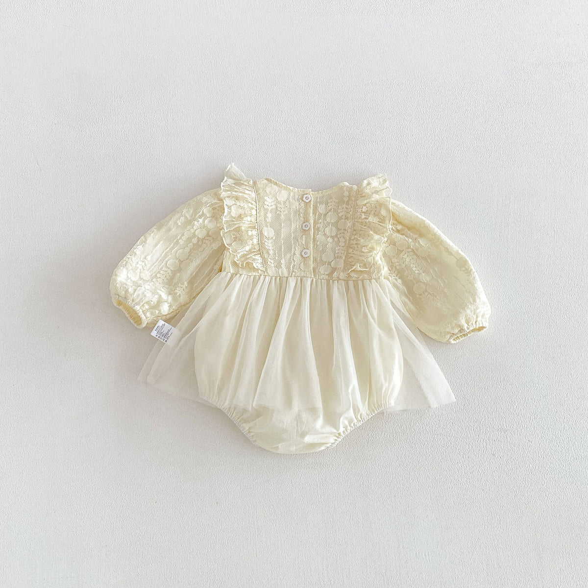 MyKids-USA® Baby Girls Long Sleeves Solid Color Tulle Bodysuit Dress