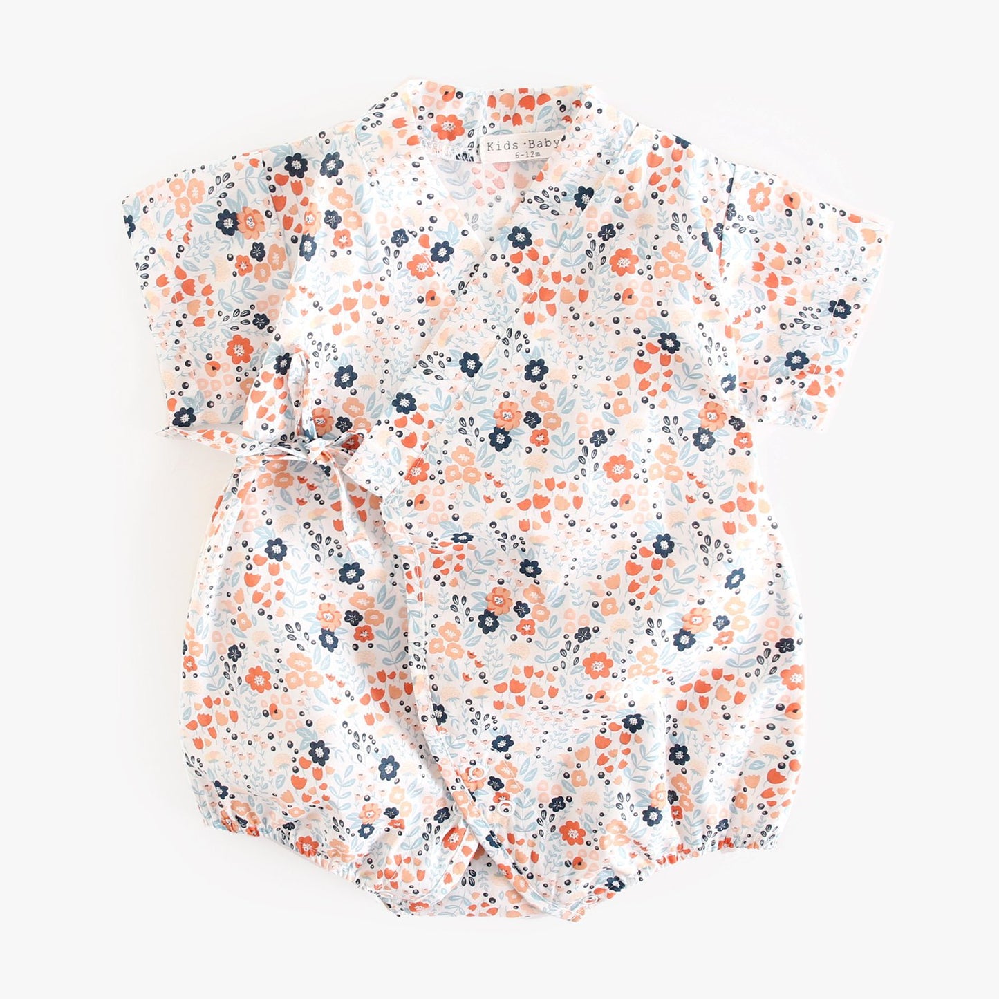 Summer New Arrival Baby Unisex Floral Print Short Sleeves V Neck Sleeping Onesies
