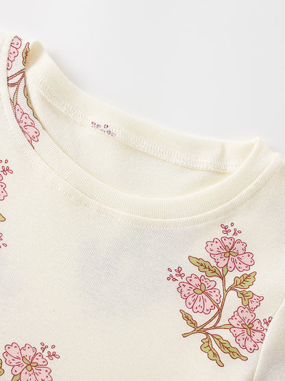 Summer Baby Kids Girls Short Sleeves Flowers Pattern Dress