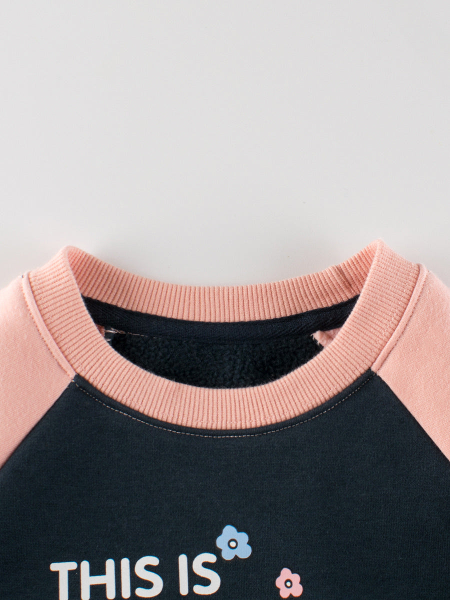 Arrival Girls Cartoon Print Crew Neck Long Sleeves Color Patchwork Sweatshirt, MyKids-USA®, Baby & Toddler Outerwear, MyKids-USA -  -  -  -  -  -  - 