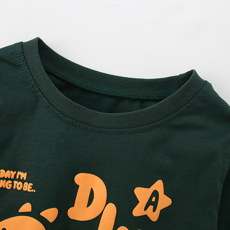 Autumn and Spring Arrival Dinosaurs Cartoon Pattern Long Sleeves Top for Stylish Boys, MyKids-USA®, Shirts, MyKids-USA -  -  -  -  -  -  - 