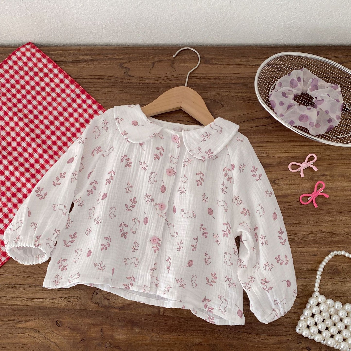 Arrival Spring Baby Kids Girls Flowers and Rabbits Pattern Single Breasted Shirt, MyKids-USA®, Shirts, MyKids-USA -  -  -  -  -  -  - .