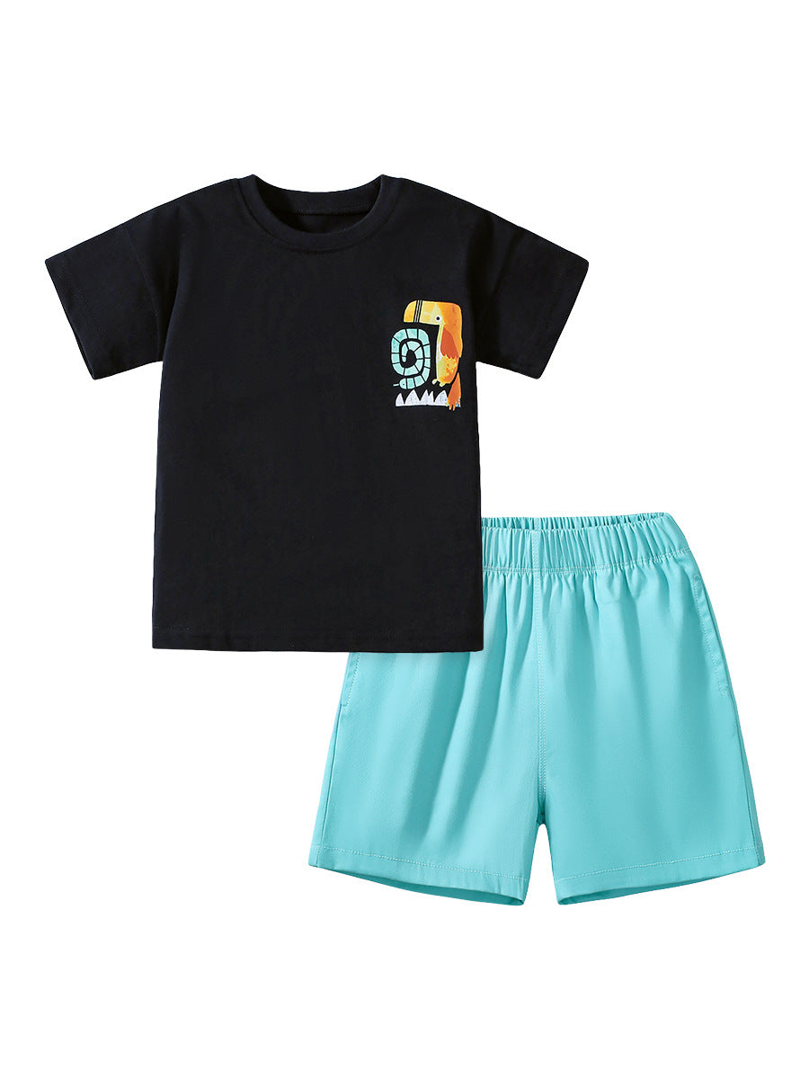 Summer Baby Kids Animals Cartoon Print T-shirt and Shorts Clothing Set, MyKids-USA®, Baby & Toddler Outfits, MyKids-USA - Size/Age - 90 (12-24M) - Color - Black -  -  - TR2412042155-A