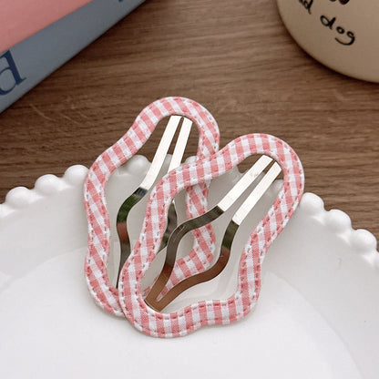 Collection of 2 Pieces Plaid Hollow-out Hair Clips, MyKids-USA®, Hair Pins, Claws & Clips, MyKids-USA - Size/Age - Average Size (0-12Y） - Color - Light Pink -  -  - TR2604302340-B.
