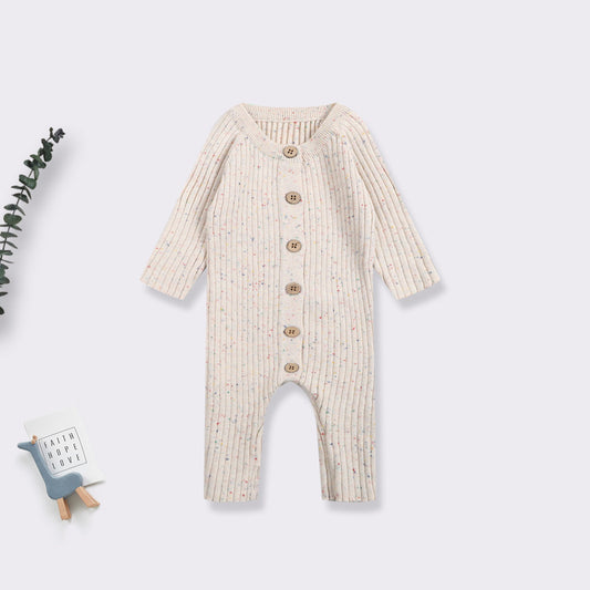 Hot Selling Autumn Baby Kids Long Sleeves Dots Pattern Single Breasted Knitted Rompers