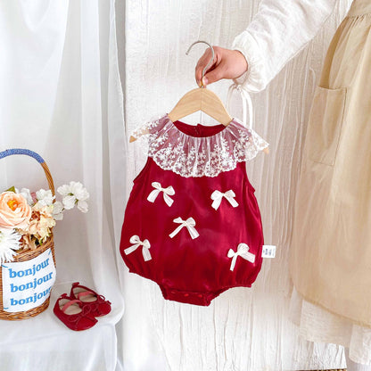 Summer Arrival Baby Girls Cute Butterfly-bows Pattern Sleeveless Onesies, MyKids-USA®, Baby One-Pieces, MyKids-USA - Size/Age - 66 (3-6M) - Color - Red -  -  - TR2505072123-A