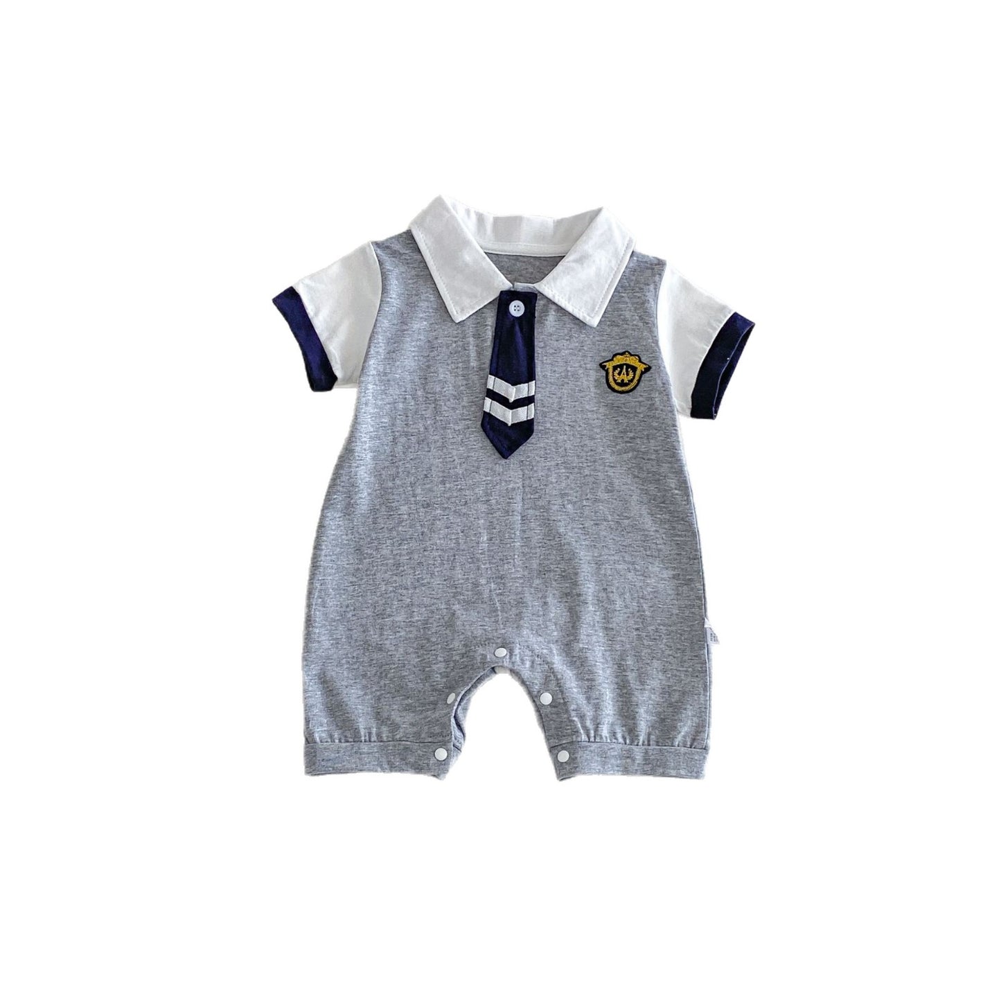 Summer Arrival Baby Boys Short Sleeves Polo Design Preppy Rompers Bodysuits, MyKids-USA®, Baby & Children's One-Pieces, MyKids-USA - Size/Age - 66 (3-6M) - Color - Grey -  -  - TR2604232329-A.