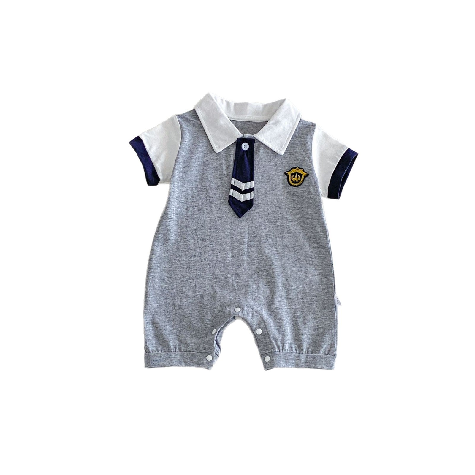 Summer Arrival Baby Boys Short Sleeves Polo Design Preppy Rompers Bodysuits, MyKids-USA®, Baby & Children's One-Pieces, MyKids-USA - Size/Age - 66 (3-6M) - Color - Grey -  -  - TR2604232329-A.