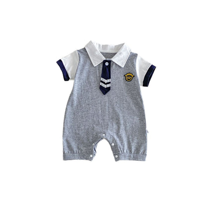 Summer Arrival Baby Boys Short Sleeves Polo Design Preppy Rompers Bodysuits, MyKids-USA®, Baby & Children's One-Pieces, MyKids-USA - Size/Age - 66 (3-6M) - Color - Grey -  -  - TR2604232329-A.