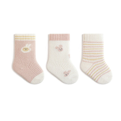 Autumn and Spring Baby Boys and Girls Cute Cartoon and Striped Pattern Socks 1 Lot=3-Pair Set, MyKids-USA®, Baby & Toddler Socks & Tights, MyKids-USA - Size/Age - XS (0-6M) - Color - Pink -  -  - TR2601241630-C.