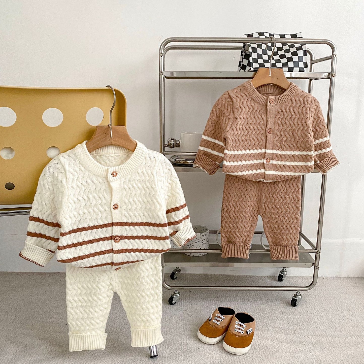 Arrival Autumn Baby Kids Unisex Long Sleeves Striped Knitted Cardigan and Long Trousers – Clothing Set, MyKids-USA®, Baby & Toddler Outfits, MyKids-USA -  -  -  -  -  -  - 