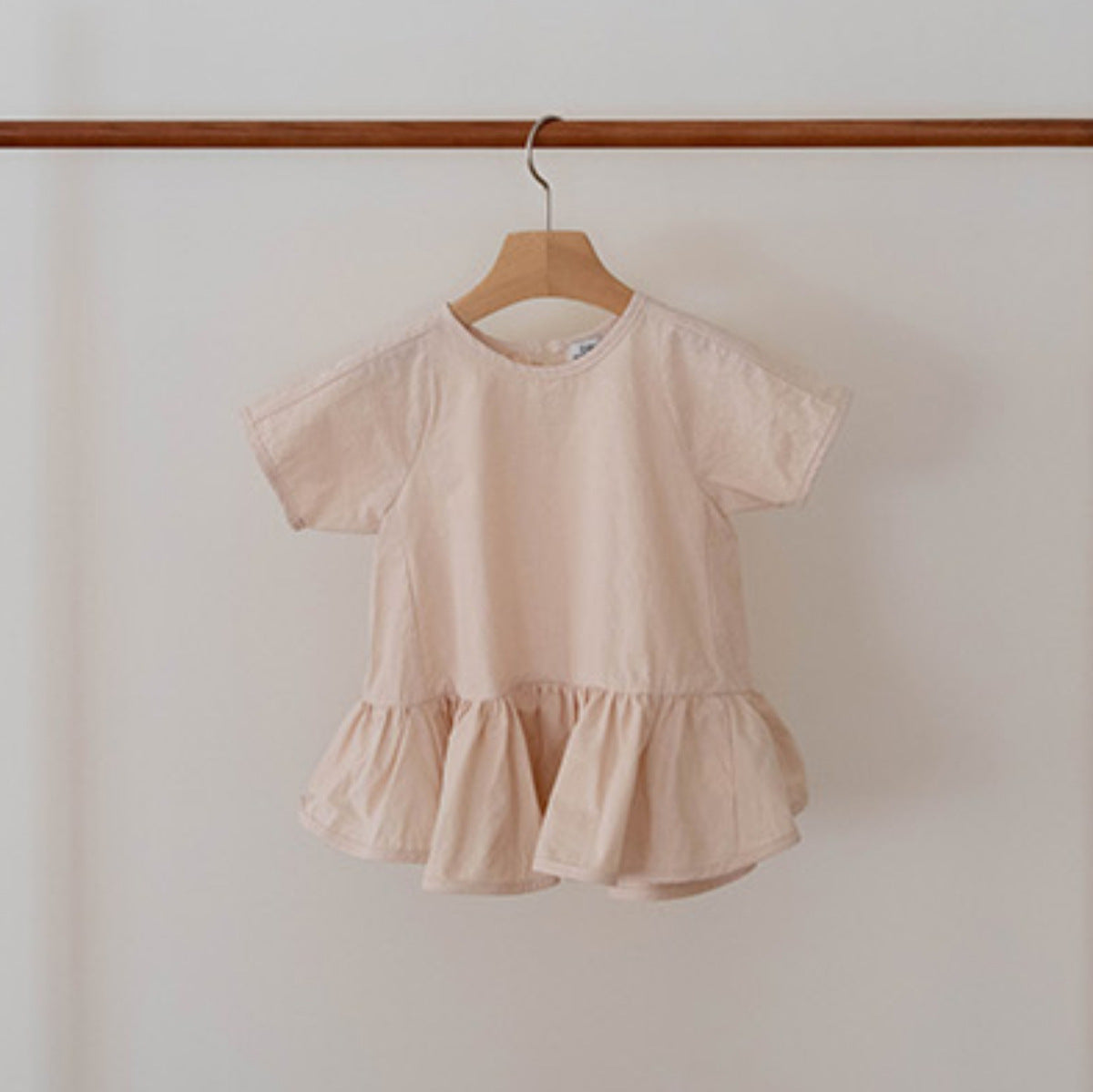 Summer Hot Selling Baby Kids Girls Short Sleeves Dress Design Solid Color Top, MyKids-USA®, Baby & Toddler Tops, MyKids-USA - Size/Age - 73 (6-9M) - Color - Beige -  -  - TR2505291725-A