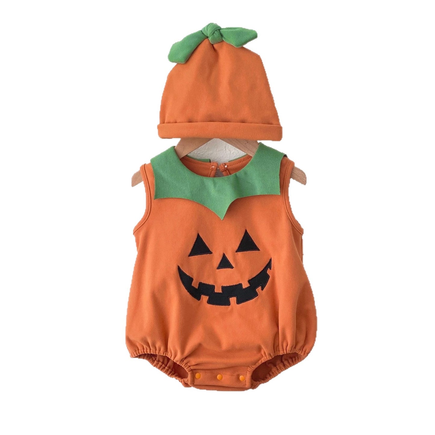 Autumn Arrival Baby Unisex Sleeveless Halloween Pumpkin Pattern bodysuit with Hat, MyKids-USA®, Baby & Toddler Outfits, MyKids-USA -  -  -  -  -  -  - .