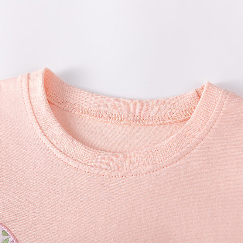 Summer Hot Selling Baby Kids Girls Short Sleeves Butterfly-Bows Pattern T-shirt and Floral Pants Clothing Set