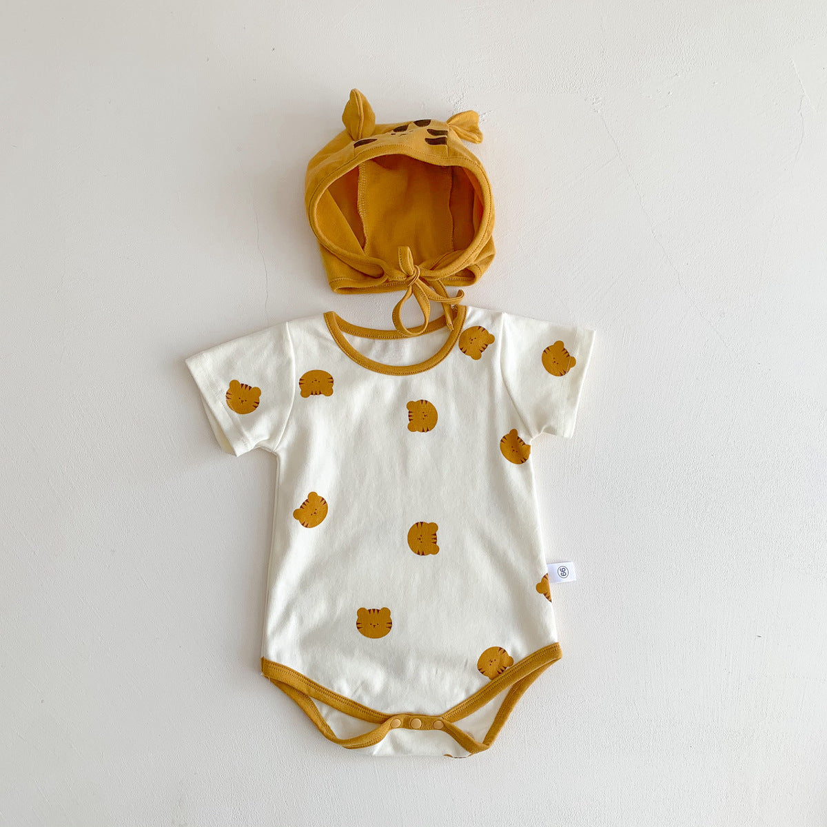 Summer Arrival Baby Boys and Girls Short Sleeves Tigers Pattern Crew Neck Bodysuit with Hat, MyKids-USA®, Baby & Toddler Outfits, MyKids-USA - Size/Age - 66 (3-6M) - Color - Beige -  -  - TR2603202047-A.