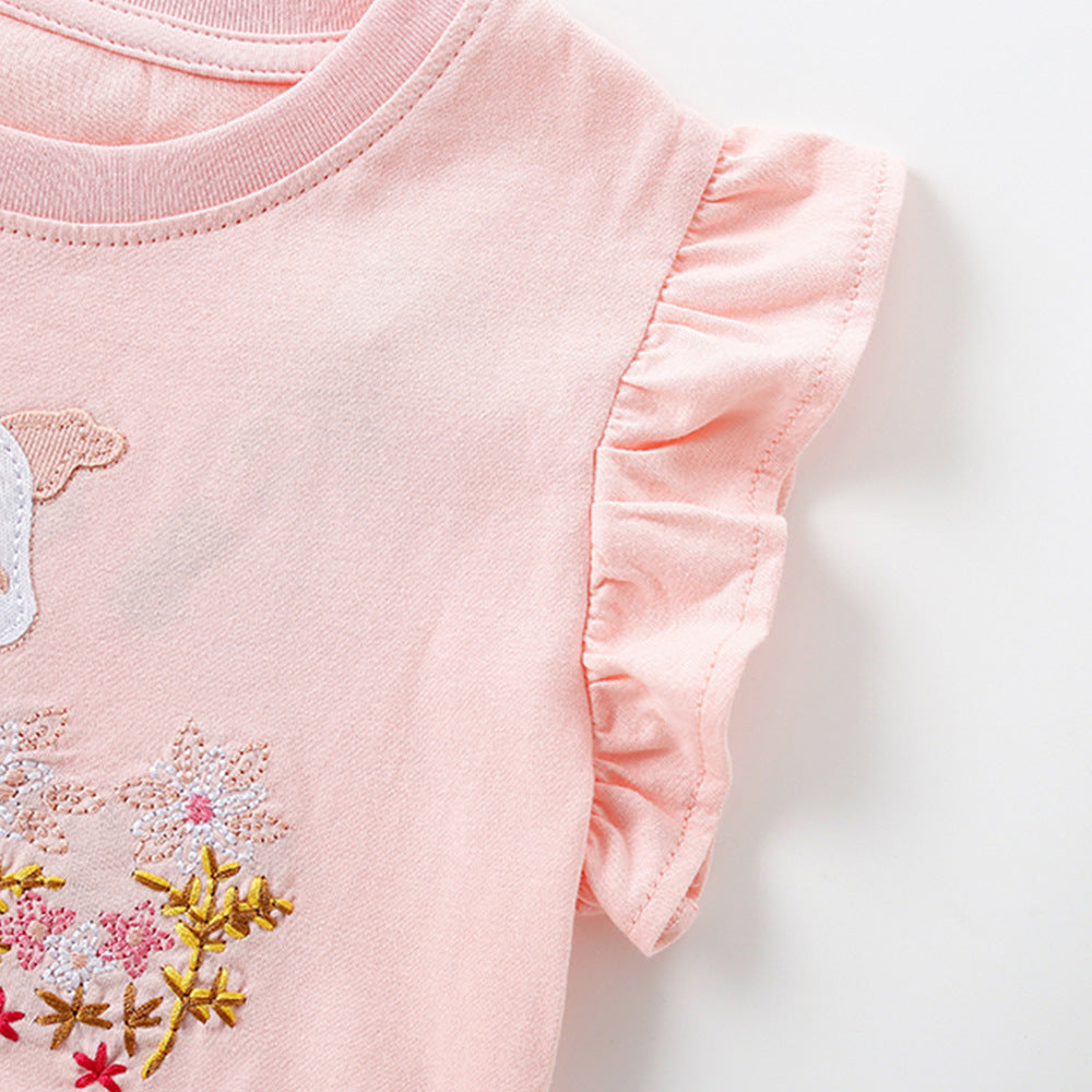 Summer Arrival Flowers and Horse Pattern Fly Sleeves Crew Neck Dress for Stylish Girls, MyKids-USA®, Baby & Children's Dresses, MyKids-USA -  -  -  -  -  -  - .