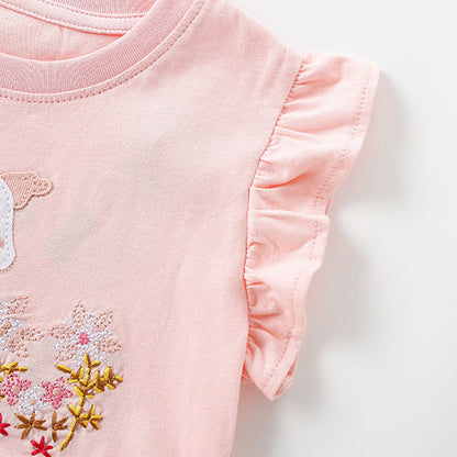 Summer Arrival Flowers and Horse Pattern Fly Sleeves Crew Neck Dress for Stylish Girls, MyKids-USA®, Baby & Children's Dresses, MyKids-USA -  -  -  -  -  -  - .