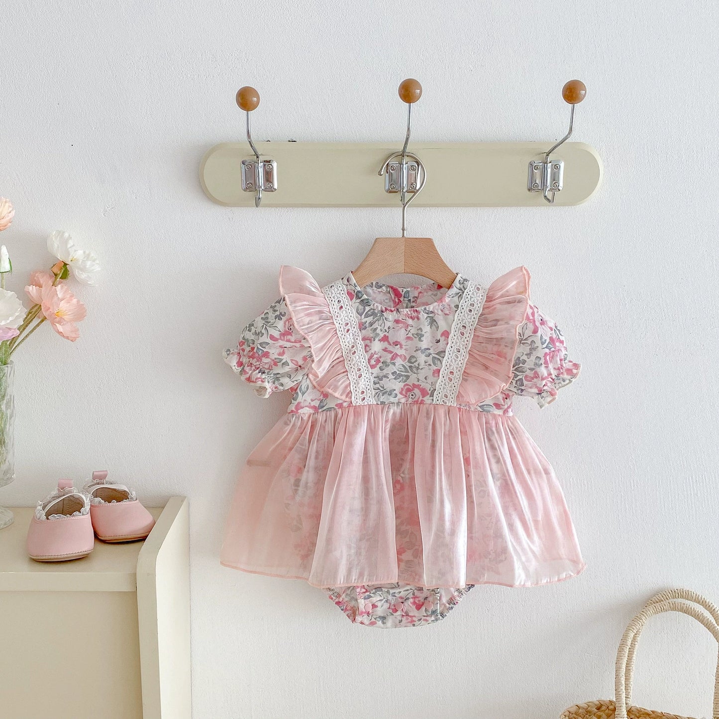Summer Arrival Baby Girls Color Patchwork Floral Short Sleeves Tulle bodysuit Dress, MyKids-USA®, Baby & Toddler Dresses, MyKids-USA -  -  -  -  -  -  - .