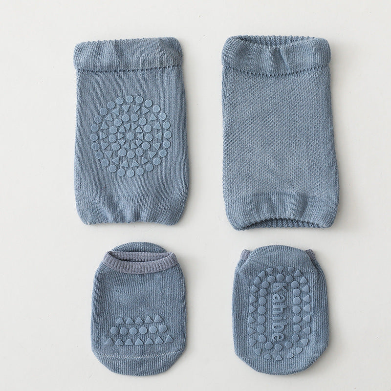 Spring and Autumn Baby Unisex Breathable Plain Anti-slip Socks and Knee Sleeves Sets, MyKids-USA®, Baby & Toddler Socks & Tights, MyKids-USA - Size/Age - S (0-1Y) - Color - Blue -  -  - TR2509292249-A
