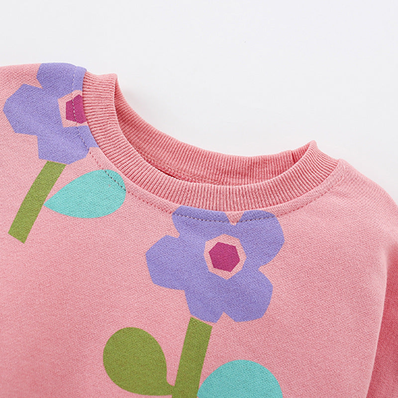 Autumn and Spring Arrival Flowers Pattern Long Sleeves Pullover for Stylish Girls, MyKids-USA®, Sweatshirts, MyKids-USA -  -  -  -  -  -  - 