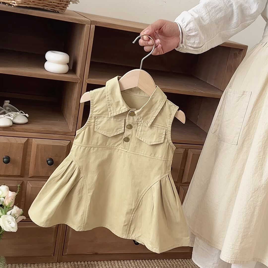 Summer Arrival Solid Color Sleeveless Turn-down Collar Dress for Stylish Girls, MyKids-USA®, Baby & Toddler Dresses, MyKids-USA -  -  -  -  -  -  - .