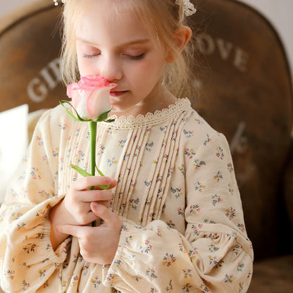 Arrival Autumn Girls Ruffle Neck Long Puff Sleeves Floral Dress, MyKids-USA®, Baby & Toddler Dresses, MyKids-USA -  -  -  -  -  -  - 