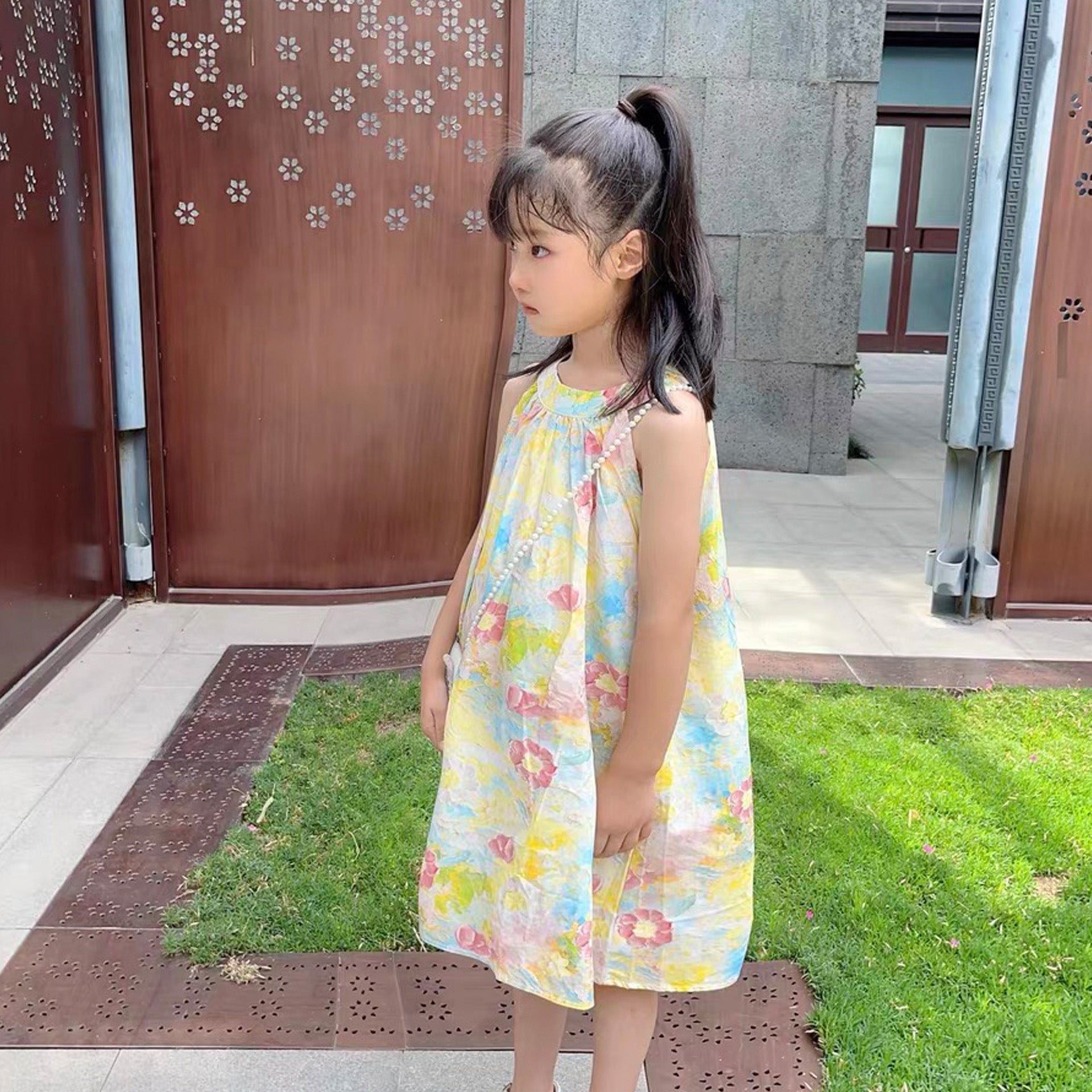 Design Summer Girls Floral Sleeveless Strap bodysuit And Dress – Princess Sister Matching Set, MyKids-USA®, Baby One-Pieces, MyKids-USA - Size/Age - 66 (3-6M) - Color - Light Pink -  -  - TR2404111150-A.