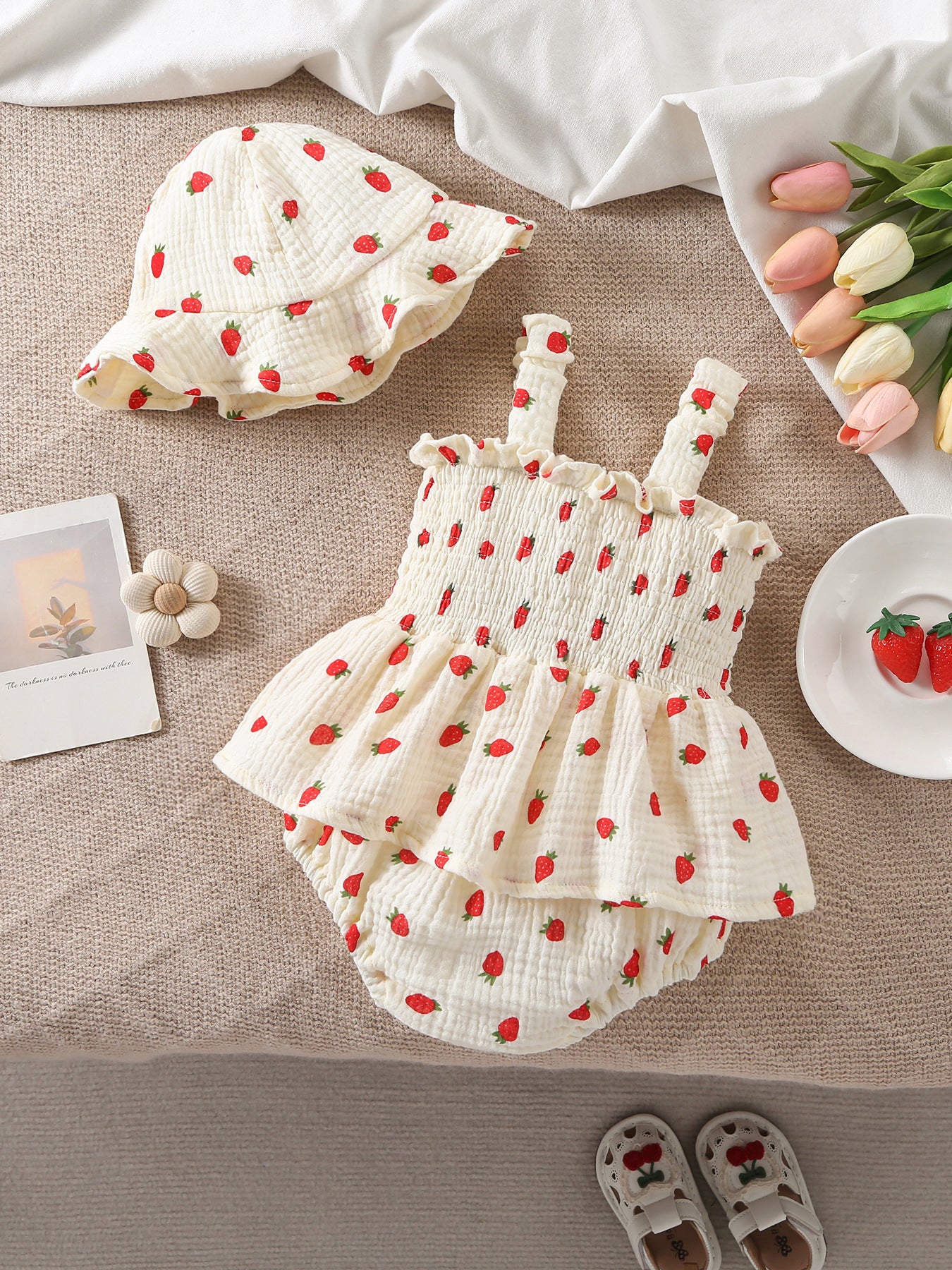 Design Summer Baby Kids Girls Sleeveless Strawberry Pattern Bodysuit with Hat, MyKids-USA®, Baby & Children's One-Pieces, MyKids-USA -  -  -  -  -  -  - .