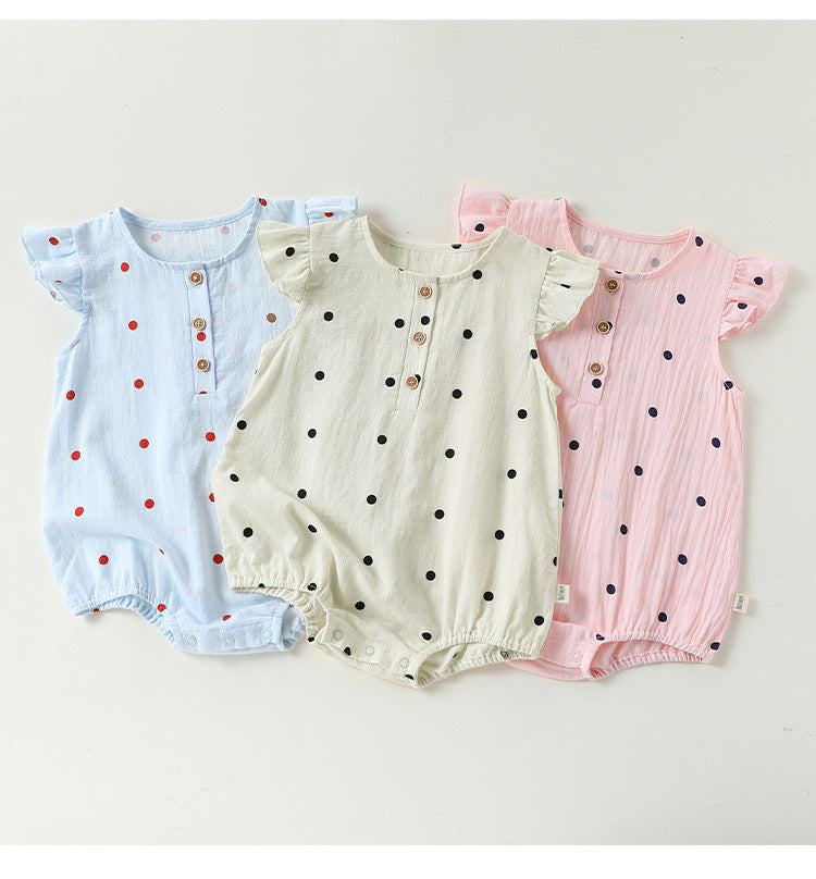 Summer Arrival Baby Girls Fly Sleeves Dots Pattern Bodysuit, MyKids-USA®, Baby & Children's One-Pieces, MyKids-USA -  -  -  -  -  -  - .