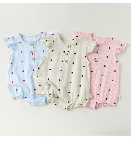 Summer Arrival Baby Girls Fly Sleeves Dots Pattern Bodysuit, MyKids-USA®, Baby & Children's One-Pieces, MyKids-USA -  -  -  -  -  -  - .