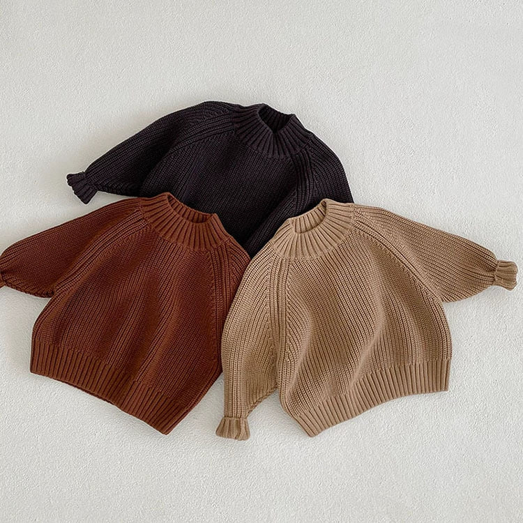 Autumn Arrival Baby Kids Unisex Comfortable Solid Color Knitted Long Sleeves Sweater with Turtleneck, MyKids-USA®, Sweaters, MyKids-USA -  -  -  -  -  -  - 