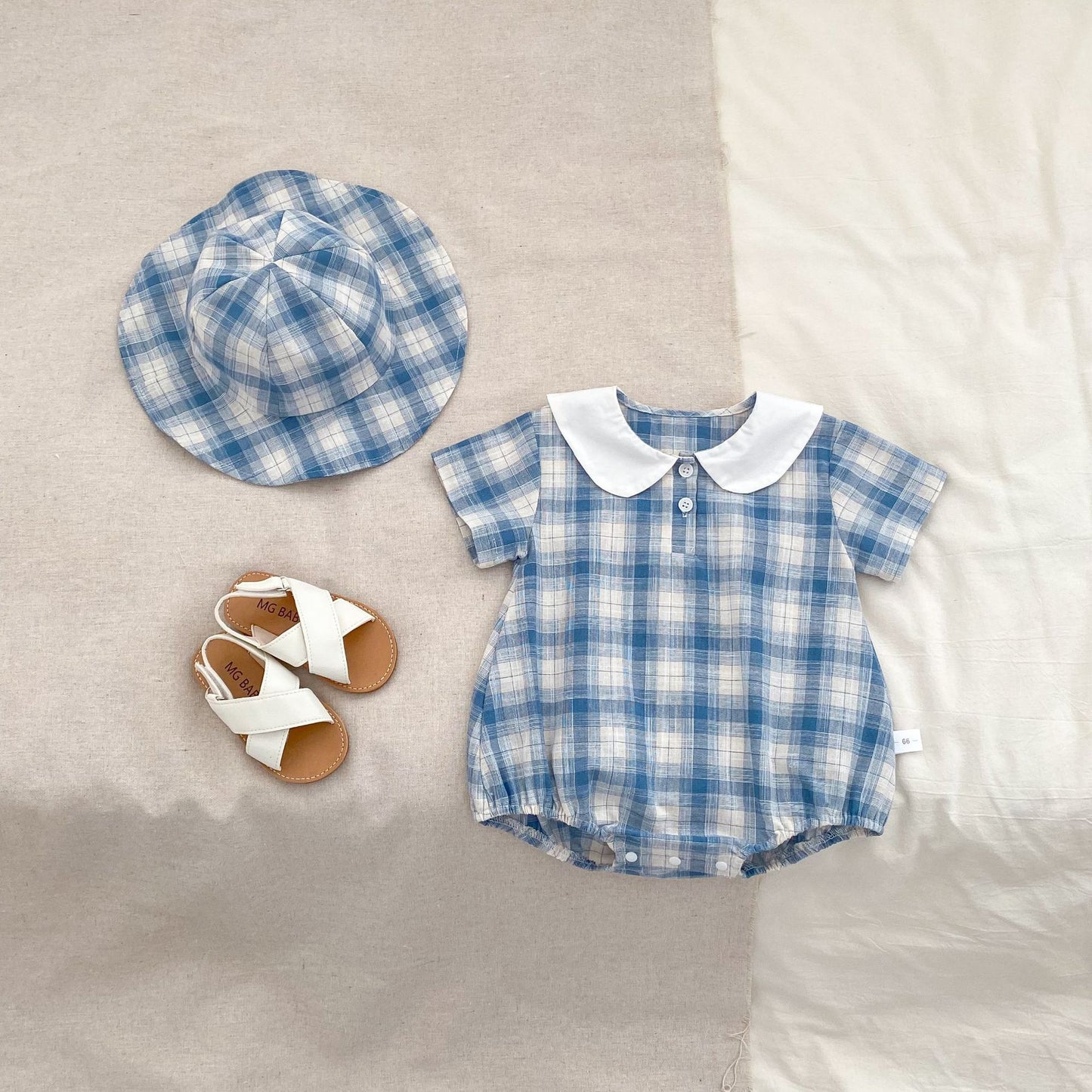 Summer Arrival Baby Boys Short Sleeves Thin Plaid Pattern Onesies, MyKids-USA®, Baby One-Pieces, MyKids-USA - Size/Age - 66 (3-6M) - Color - Blue -  -  - TR2503092147-A